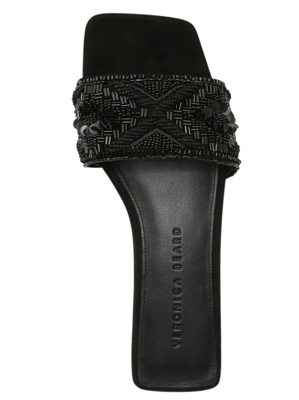Veronica Beard Black Finlee Beaded Suede Sandals